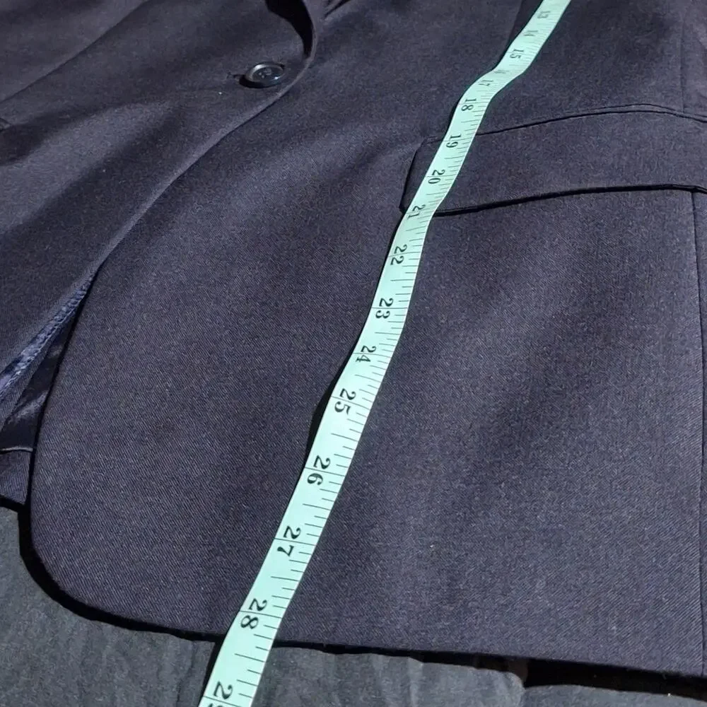 Louis Martin Blazer Jacket Womens Size 4 Navy Blue Wool Blend Dark Academia Prep
